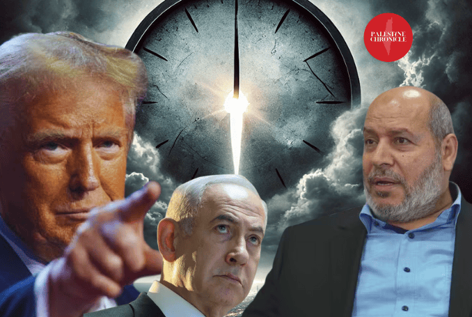 US President Donald Trump, Israeli PM Benjamin Netanyahu and top Hamas official Khalil al-Hayya. (Design: Palestine Chronicle)